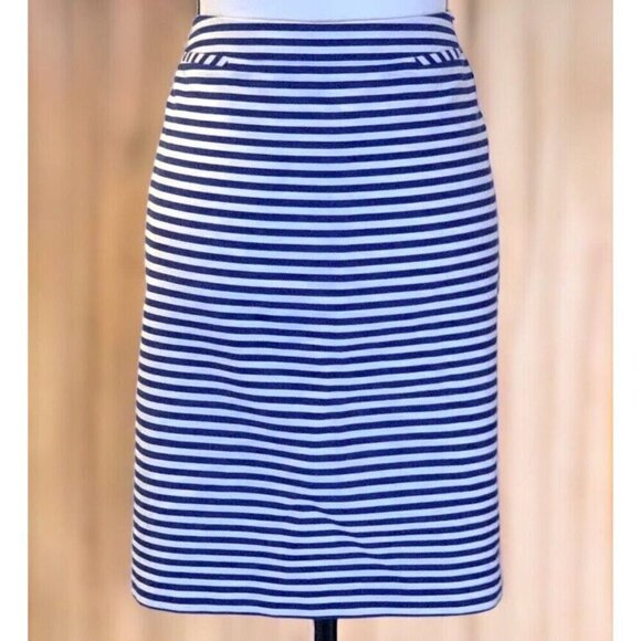 Halogen Womens Blue White Striped Straight Pencil Skirt Size 14 Lined Classy - Picture 14 of 16